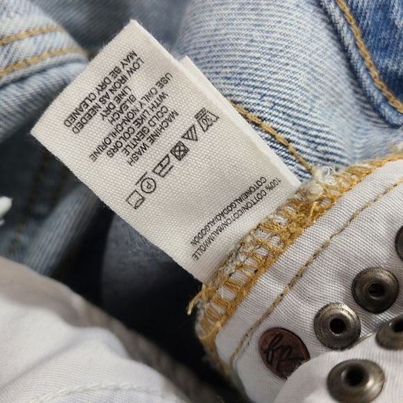 Free People Plaid Mixed Slim Flare Jeans patchwork studded size 24 - Picture 9 of 9